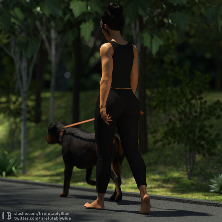 Chantal Walking Her Dog
